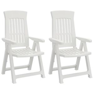 vidaXL Reclining Folding Chairs 2 pcs White PP