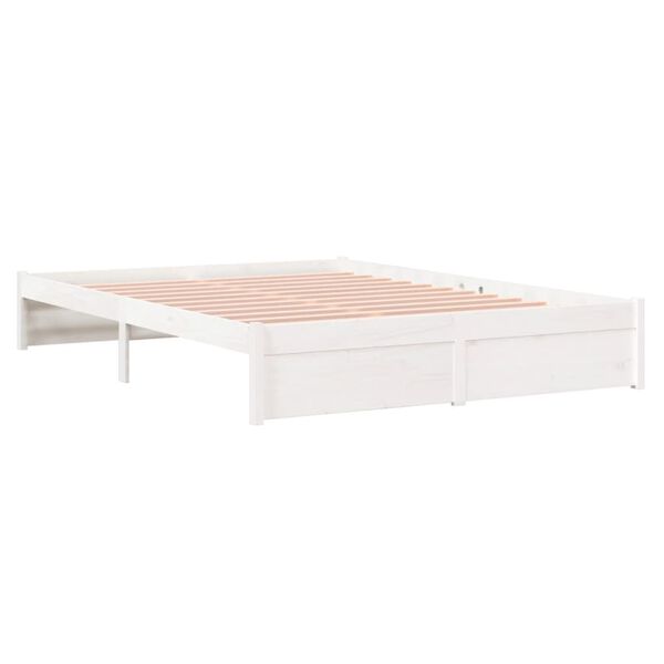 vidaXL Bed Frame without Mattress White Solid Wood 160x200 cm
