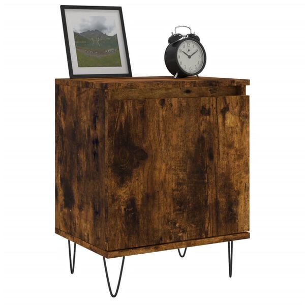 vidaXL Bedside Cabinet Smoked Oak 40x30x50 cm Engineered Wood