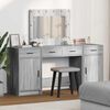 vidaXL Dressing Table with Mirror Lights 3 pcs Grey Engineered Wood