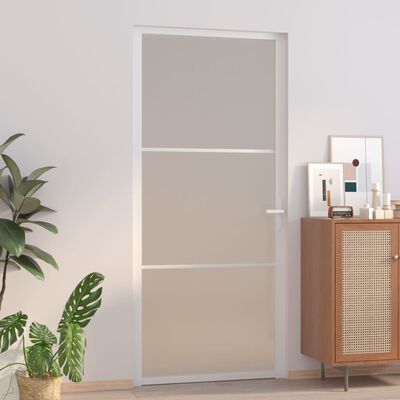 vidaXL Interior Door 93x201.5 cm White Matt Glass and Aluminium