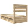 vidaXL Bed Frame with Headboard Sonoma Oak 90 x 200 cm Solid Pine Wood