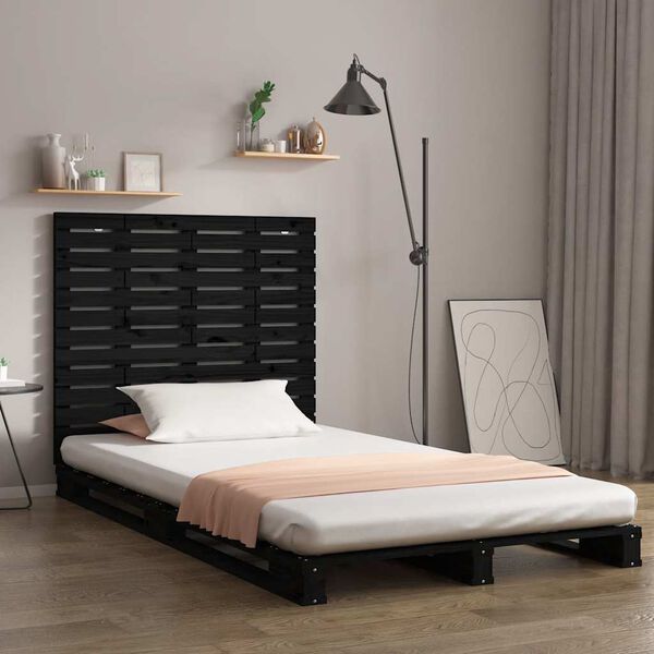 vidaXL Wall Headboard Black 96x3x91.5 cm Solid Wood Pine