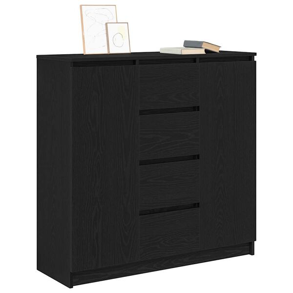 vidaXL Sideboard with Drawers Black Oak 100.5x35x98.5 cm Engineered Wood