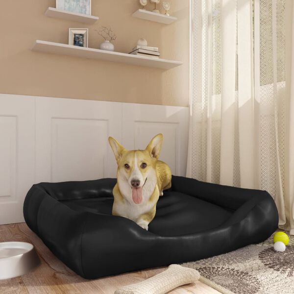 vidaXL Dog Bed Black 80x68x23 cm Faux Leather
