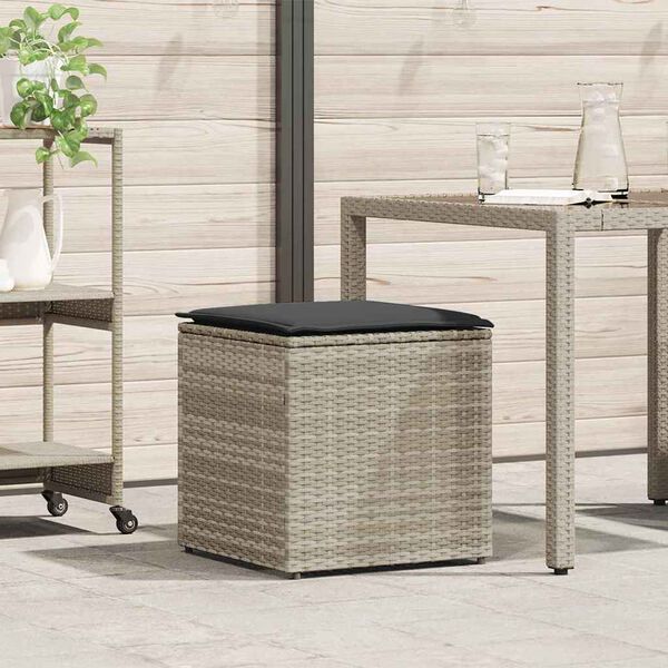 vidaXL Cushion Box with Storage Light grey 50 x 50 x 50 cm Poly Rattan