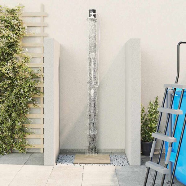 vidaXL Outdoor Solar Shower Black 217 cm PVC and aluminium
