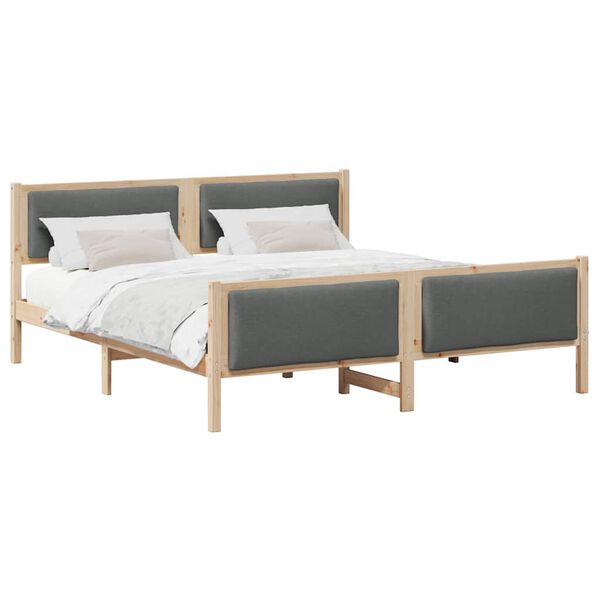 vidaXL Bed Frame with Headboard Dark Grey 200 x 200 cm Fabric