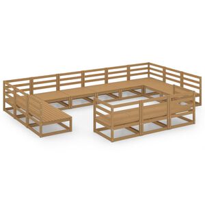 vidaXL 13 Piece Garden Lounge Set Solid Pinewood