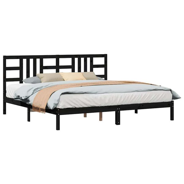 vidaXL Bed Frame without Mattress Black 200x200 cm Solid Wood
