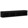 vidaXL TV Cabinets with LED Lights 2 pcs Black 80x30x30 cm