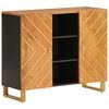 vidaXL Side Cabinet Brown and Black 90x33.5x75 cm Solid Wood Mango
