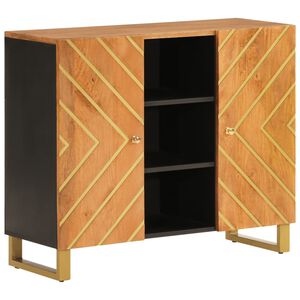 vidaXL Side Cabinet Brown and Black 90x33.5x75 cm Solid Wood Mango