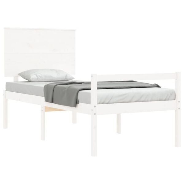 vidaXL Senior Bed without Mattress White Single Solid Wood