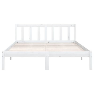 vidaXL Bed Frame White Solid Pinewood 140x190 cm