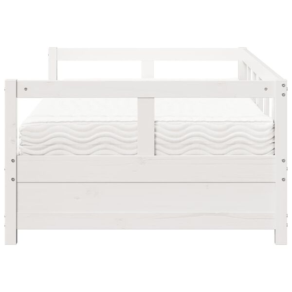 vidaXL Daybed with Mattress White 90x200 cm Solid Wood Pine