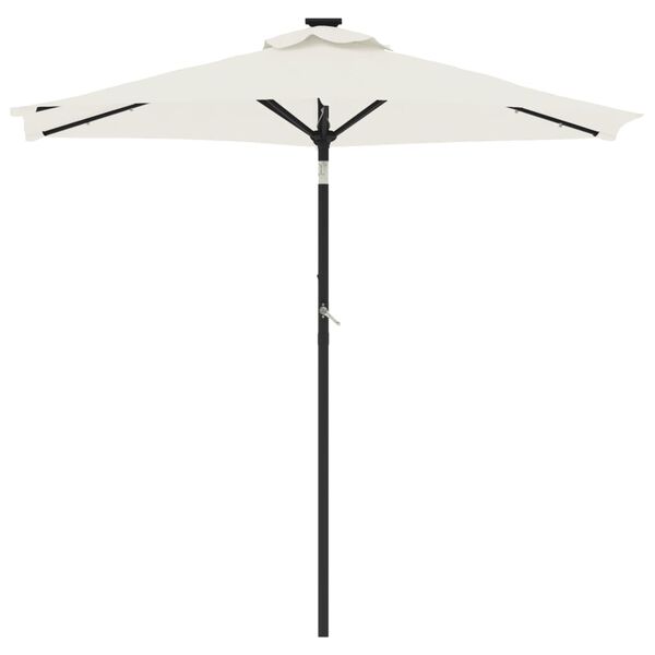 vidaXL Garden Parasol with LEDs and Steel Pole White 225x225x212cm