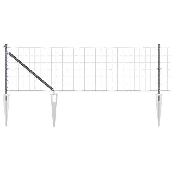 vidaXL Fence with Post Grey 0.6 x 25 m Steel and PVC