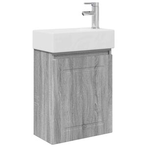 vidaXL Bathroom Vanity Unit with Tap Grey Sonoma 45.5 x 22.5 x 84 cm