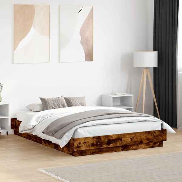 vidaXL Bed Frame without Mattress Smoked Oak 140x190 cm