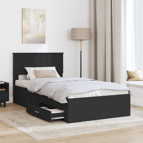 vidaXL Bed Frame Black and Silver 100 x 200 cm Engineered Wood