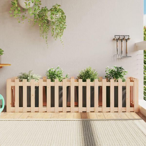 vidaXL Garden Raised Bed with Fence Design 200x50x50 cm Solid Wood Pine