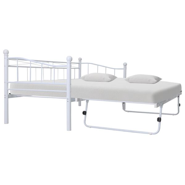 vidaXL Bed Frame without Mattress White Steel 180x200/90x200 cm