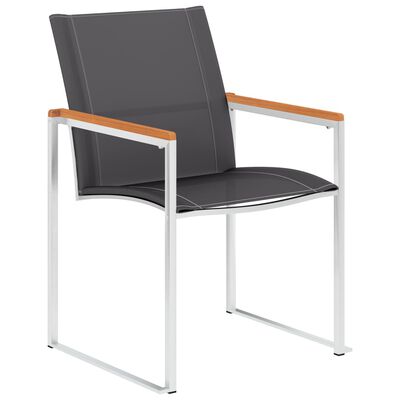 vidaXL Garden Chairs 4 pcs Textilene and Stainless Steel Grey