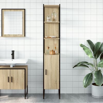 vidaXL Bathroom Cabinet Sonoma Oak 33x33x185.5 cm Engineered Wood