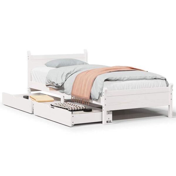 vidaXL Bed Frame without Mattress White 90x190 cm Single Solid Wood Pine