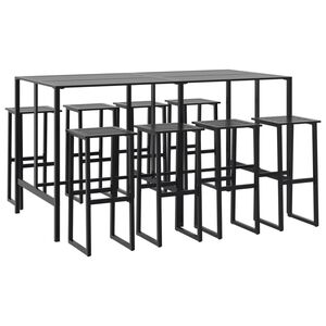 vidaXL 9 Piece Garden Bar Set Black Powder-coated Steel