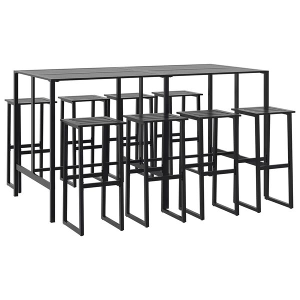 vidaXL 9 Piece Garden Bar Set Black Powder-coated Steel