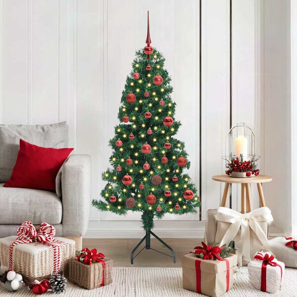 vidaXL Corner Artificial Christmas Tree Green 150 cm PVC and Metal