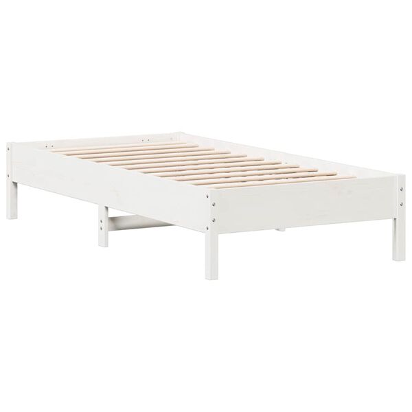 vidaXL Bed Frame without Mattress White 75x190 cm Small Single Solid Wood Pine