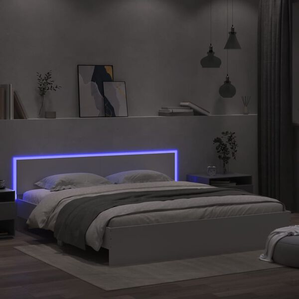 vidaXL Bed Frame with LED without Mattress White 200x200 cm