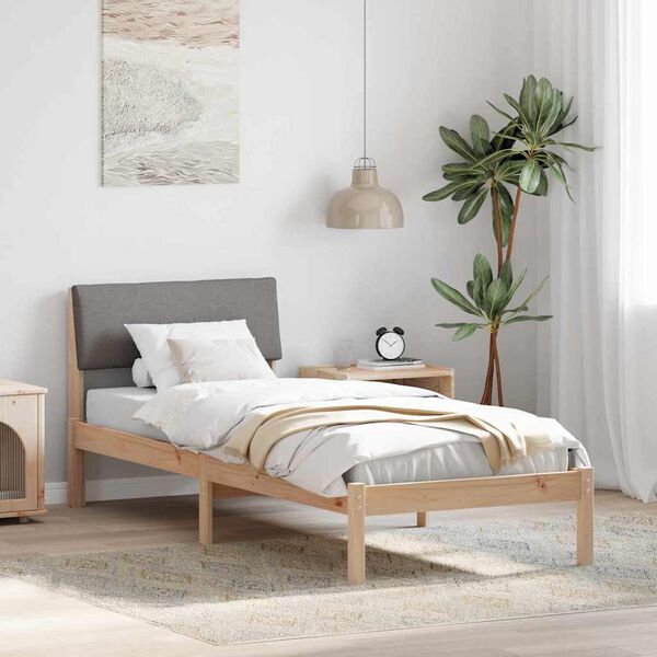 vidaXL Bed frame Brown and taupe 75 x 190 cm Solid pine wood