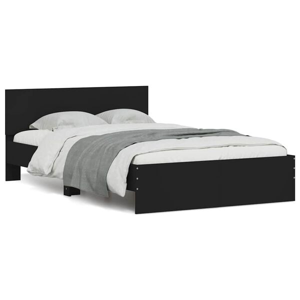 vidaXL Bed Frame with Headboard and LED Black 140x190 cm