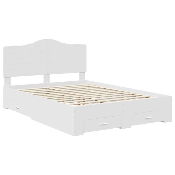vidaXL Bed Frame with Headboard White 150 x 200 cm Engineered Wood