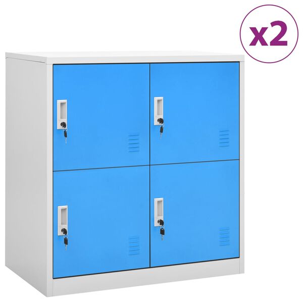 vidaXL Locker Cabinets 2 pcs Light Grey and Blue 90x45x92.5 cm Steel
