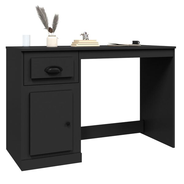 vidaXL Desk with Drawer Black 115x50x75 cm Engineered Wood