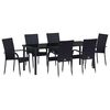 vidaXL Garden Dining Set 7 pcs Black Powder-Coated Steel