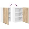 vidaXL Hanging Cabinet with Door Sonoma Oak and White 50 x 31 x 80 cm