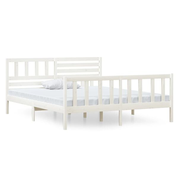 vidaXL Bed Frame without Mattress White Solid Wood 140x190 cm (810063+814145)