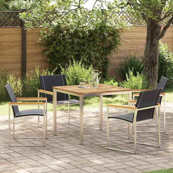 vidaXL Garden Dining Set 5 pcs Brown Solid Acacia Wood