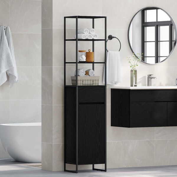 vidaXL Bathroom Cabinet Black Oak 40 x 30 x 180 cm Engineered Wood