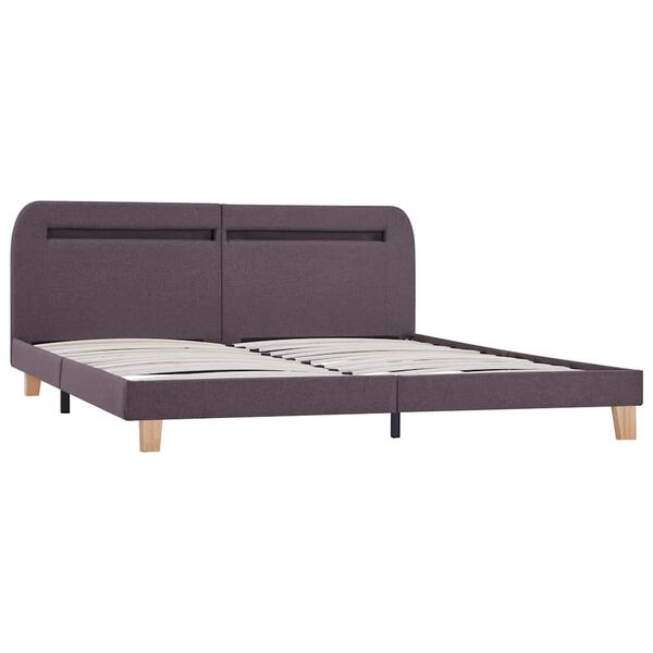 vidaXL Bed Frame with LED without Mattress Taupe Fabric 150x200 cm King Size