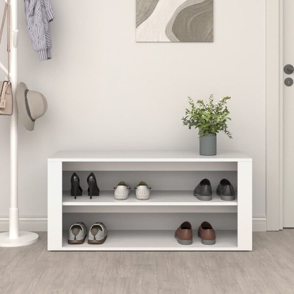 vidaXL Shoe Rack White 100x35x45 cm Engineered Wood