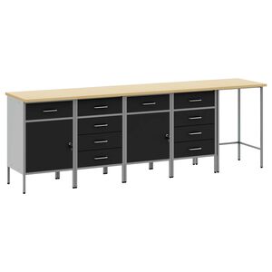 vidaXL Work Cabinet Set with Drawer with Storage 5 pcs Black and Grey