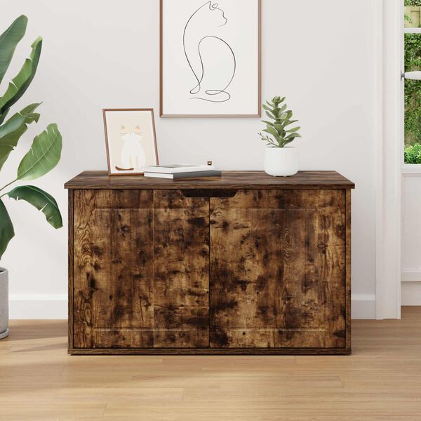 vidaXL Cat House Smoked Oak 85 x 55 x 50.5 cm Engineered Wood