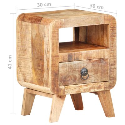 vidaXL Bedside Cabinet 30x30x41 cm Rough Mango Wood